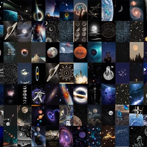 100 PCS Astronomy Wall Collage Kit Cosmos Aesthetic Photo Collage Space ...