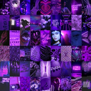 150 PCS Euphoria Purple Wall Collage Kit Purple Neon Aesthetic Photo ...
