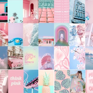 60 PCS Blue and Pink Aesthetic Photo Collage Pink and Blue - Etsy