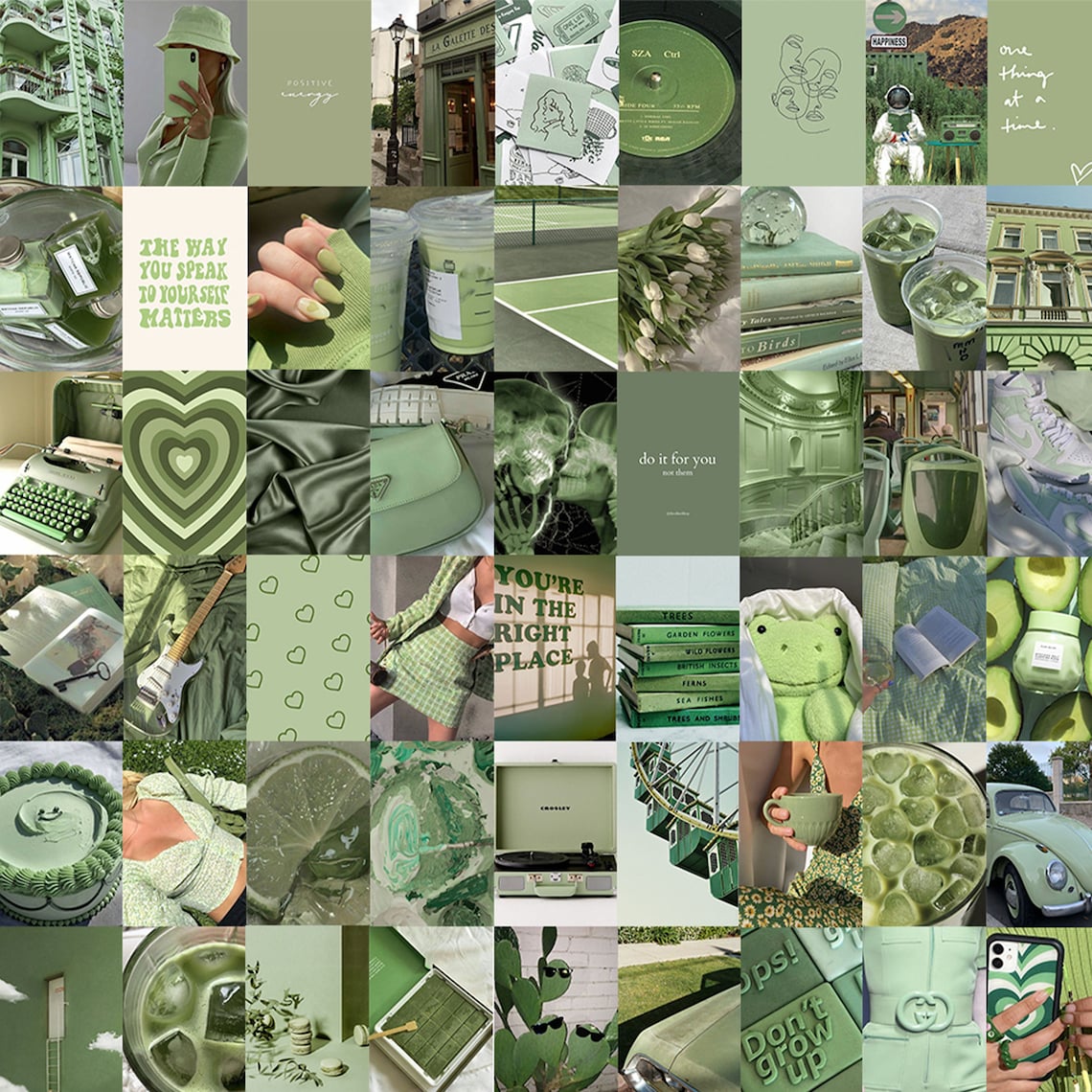 130 Pcs Sage Green Wall Collage Kit 2 Boho Aesthetic Soft - Etsy