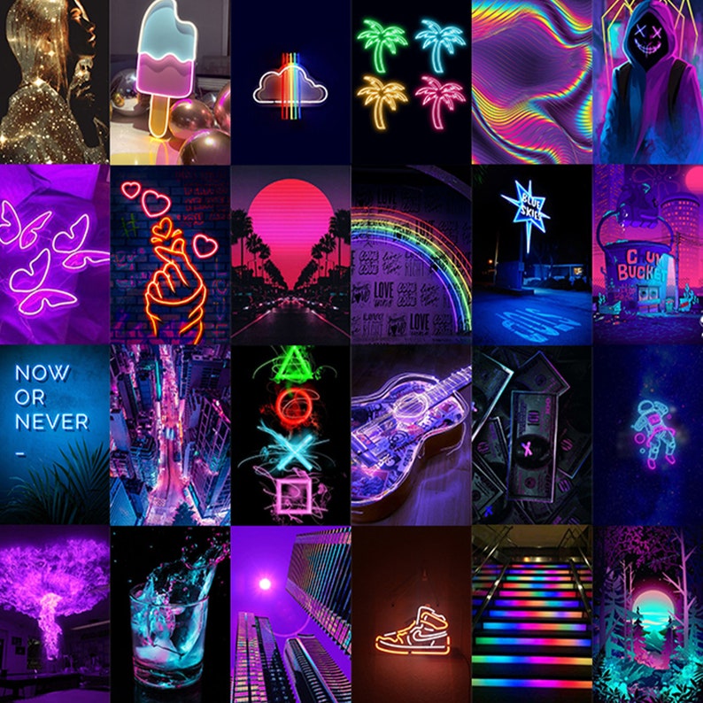 110 PCS Neon Wall Collage Kit Neon Aesthetic Photo Collage - Etsy