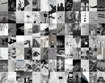 115Pcs Black And White Aesthetic Collage, Black and White Wall Decor, Boujee Black White Pictures Room Decor, Black white Print,Black Poster
