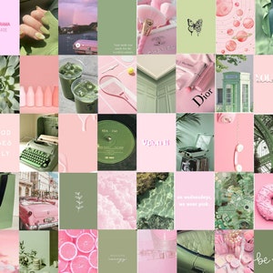 Pink and Sage Green Aesthetic Wall Collage Kit Boujee Wall - Etsy