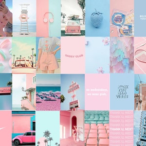 60 PCS Blue and Pink Aesthetic Photo Collage Pink and Blue Pictures ...