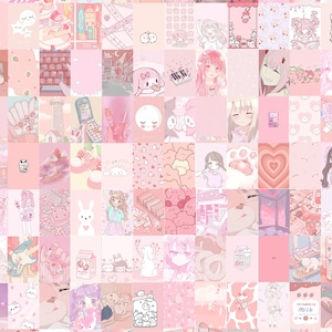 125 PCS Pink Kawaii Wall Collage Kit Pastel Manga Aesthetic Photo ...