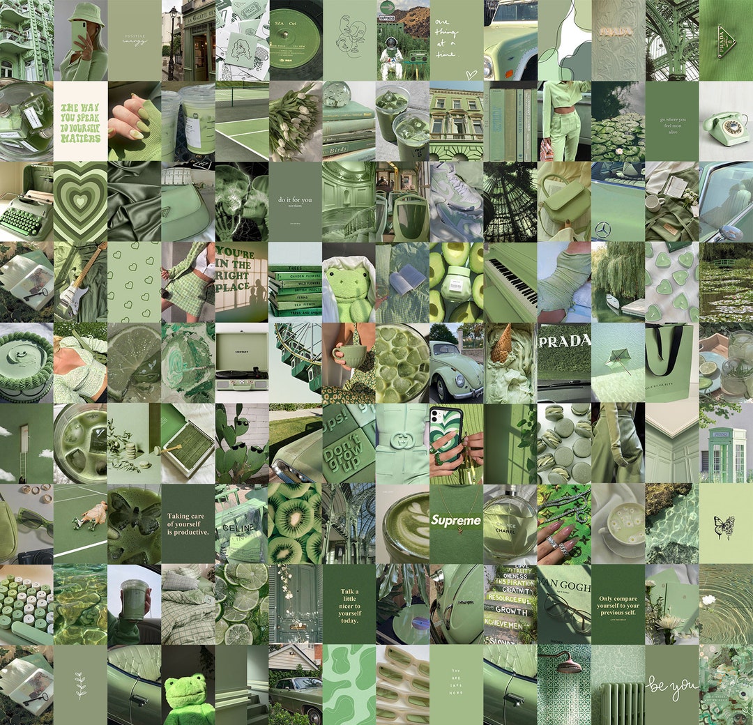 130 Pcs Sage Green Wall Collage Kit Boho Aesthetic (Download Now) - Etsy