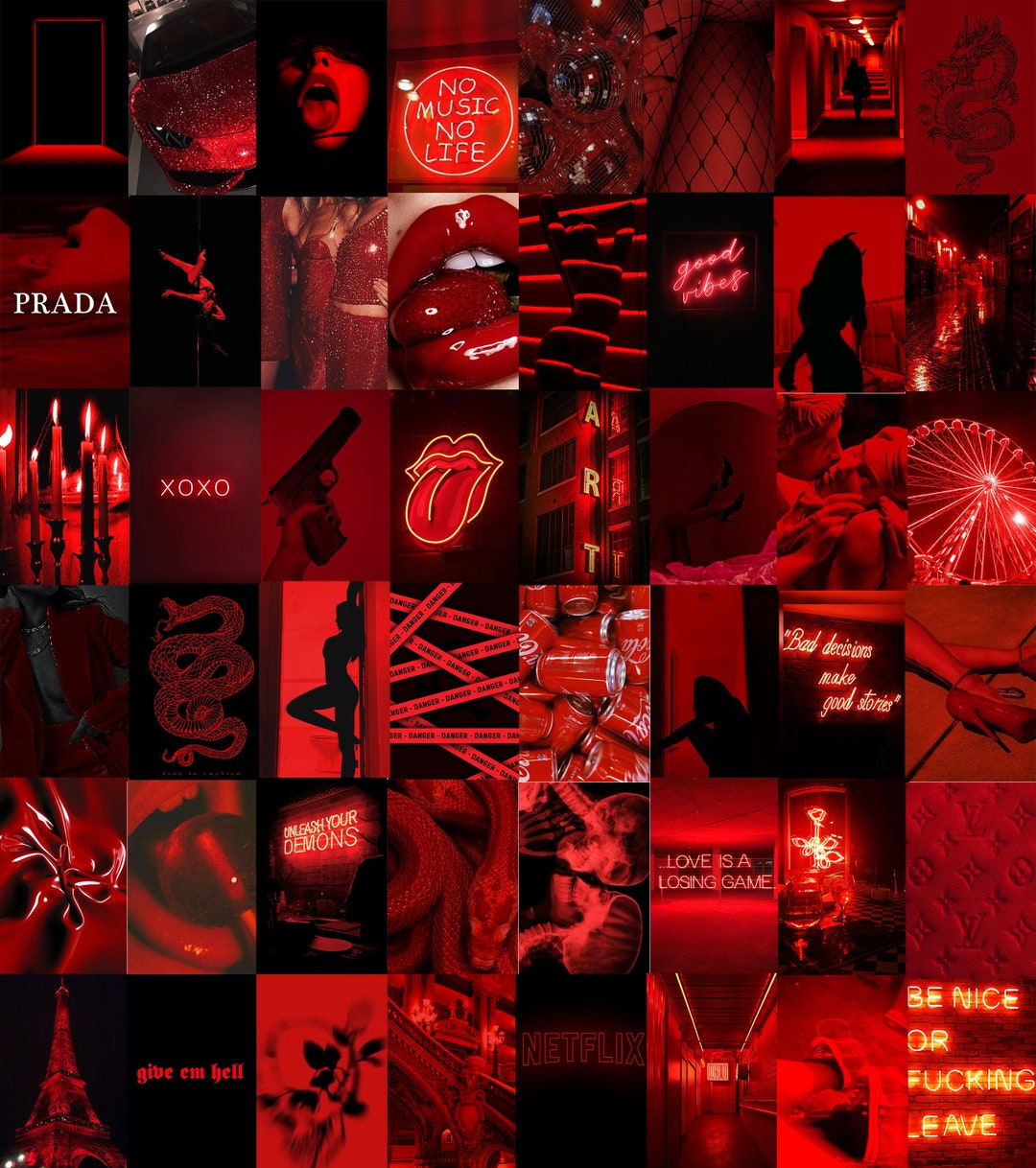 Boujee Red Wall Collage Kit Red Collage Kit Red Aesthetic - Etsy