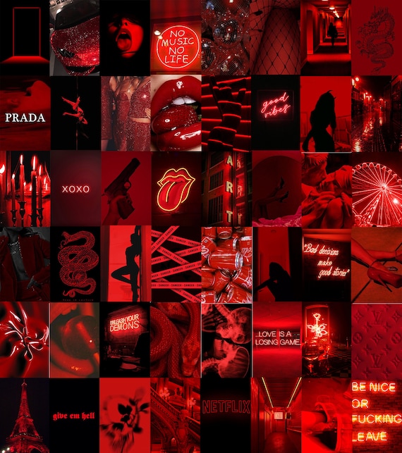 Boujee Aesthetic Wall Collage Kit Red 