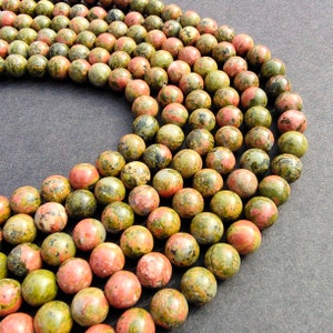 Lotus Pond Unakite Beads, Grade Genuine Gemstone Round Loose 8MM Beads, Wholesale Big Lot jewelry making beads Unakite Smooth round beads