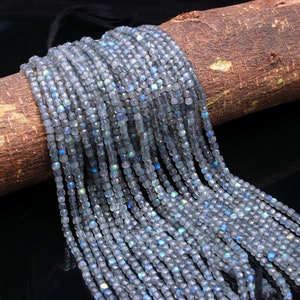 AAA+ Labradorite Beads • Square Shape Beads Strand • 4-5MM Beads • AAA+ Quality Bead • Natural Faceted Labradorite Beads • Wholesale Beads