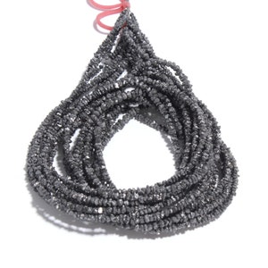 Perline di diamante grezzo AAA NERO • Perline di diamante nero non tagliate da 2-3 mm • Senza conflitti, filo intero da 16 pollici