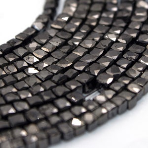 Natural Black Diamond Beads - Cube Faceted Black Diamond Beads / 2.50-3.50mm Top Quality Faceted Cut Square Black Diamond Beads Jewelry