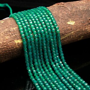 AAA+ Green Onyx Beads • Square Shape Beads Strand • 4-5MM Beads • AAA+ Quality Bead • Natural Faceted Onyx Beads • Wholesale Beads Lot