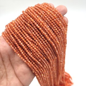 Natural Sunstone Faceted Rondelle Beads • Sunstone Beads • Natural Gemstone Faceted Beads • AAA+ Quality 3mm Beads • Jewelry Making Beads