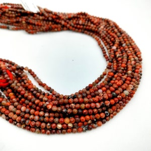 AAA+ Red Jasper Faceted Round Beads • Natural Faceted Beads • Micro Faceted Red Jasper Beads • 3"mm Faceted Round Beads • 13Inch Strand