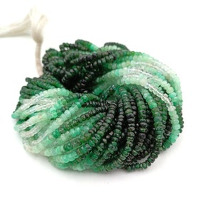 AAA Emerald Faceted Beads • Emerald Shaded Rondelle Beads • 3-3.5mm Faceted Rondelle Beads • 16&quot; Full Strand • Natural Precious Beads Strand