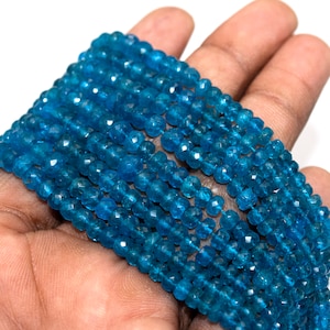 Natural Neon Apatite Faceted Rondelle  Beads - AAA Quality Apatite Beads Gemstone - Jewelry making Beads 3-5mm Apatite Beads Faceted Apatite
