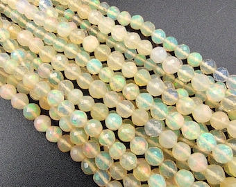 AAA Ethiopian Opal Beads, Faceted Round Beads, 16''Inch Beads Strand, Natural Opal Beads, Jewelry Making Beads, Wholesale Opal Beads,
