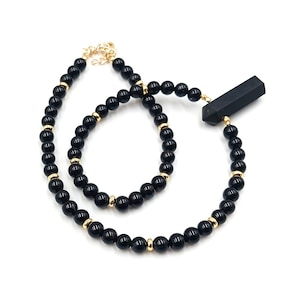 Black Onyx Necklace • Gemstone Beads Necklace • Onyx Women Necklace • Handmade Necklace • Minimalist Necklace • Christmas Gift For Her