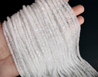 AAA White Rainbow Beads • Faceted Rondelle Gemstone Beads • 4-4.5 MM Wholesale Beads Lot • Beautiful Jewelry making Beads • 13" Inch Strands