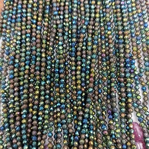 Mystic Green Black Spinal Cotted Izril Cut Perles rondes à facettes, brin de 13 pouces, taille 3-3,5 MM, lot de perles de prix de gros, lot de grande vente,