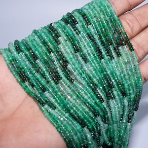 Faceted Emerald beads - Natural shaded emerald brads gemstone Faceted rondelle emerald beads for jewelry making beads 3-3.5 mm 16&quot; Strand