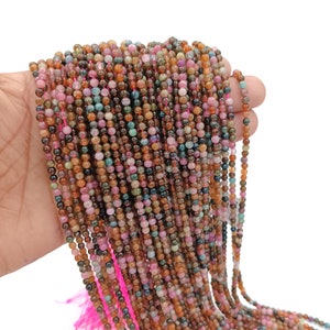 Multi Tourmaline Beads • Tourmaline Smooth Round Beads • 3-4 mm Multi Tourmaline Beads • 15.5&quot; Full Strand beads • Wholesale Bulk Beads Lot
