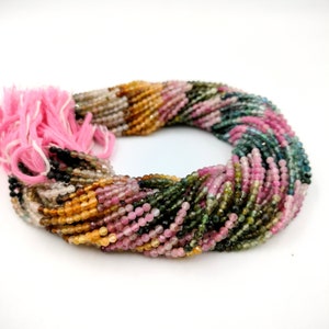AAA+ Multi Tourmaline  Faceted Round Beads • Natural Tourmaline  Faceted Beads • Micro Faceted Tourmaline Beads • 3&quot;mm • 13Inch Strand