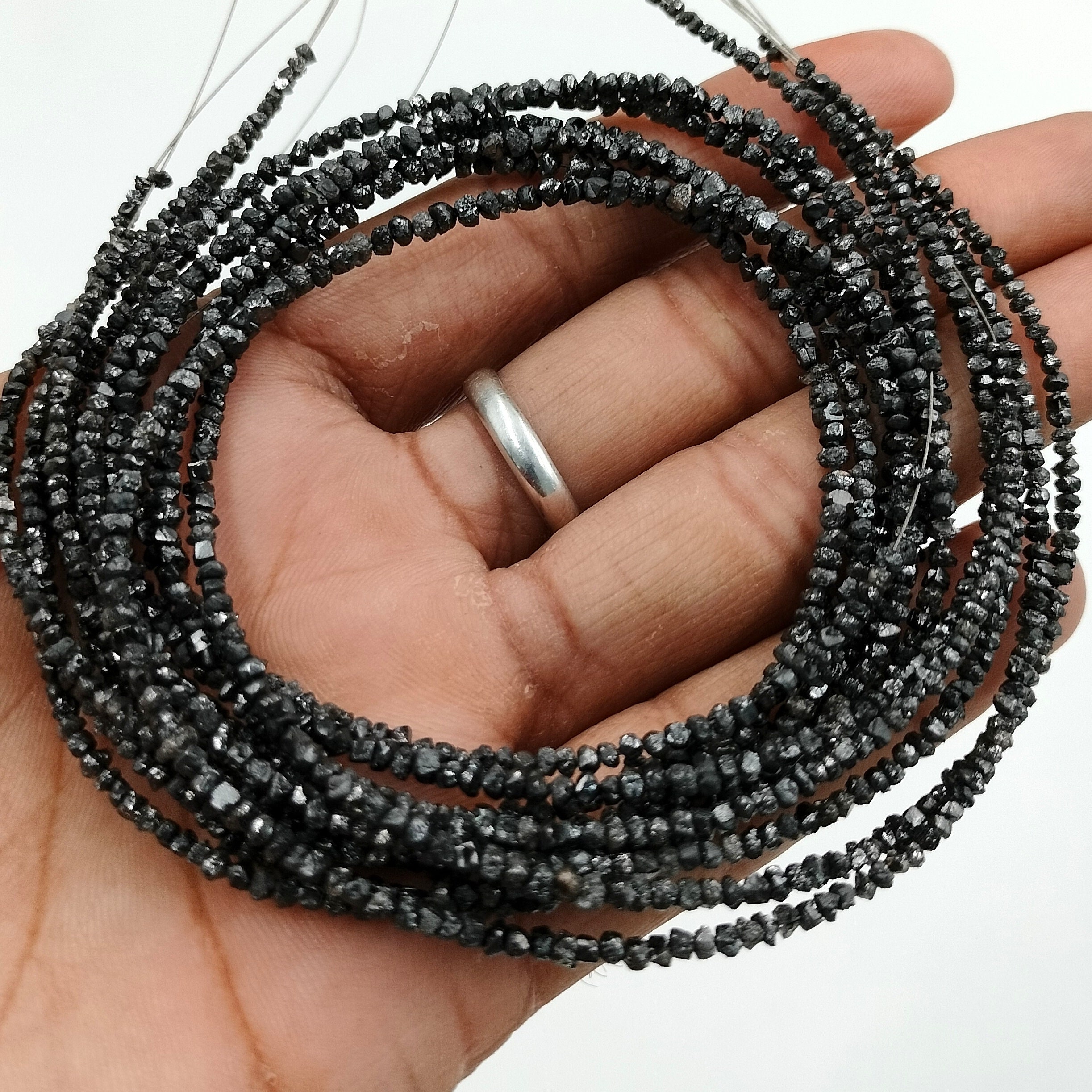 Black Diamond Beads Necklace In Uncut Shape Online From Supplier