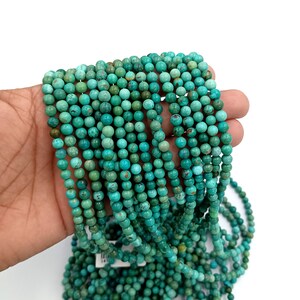 AAA+ Turquoise Beads • Natural Turquoise Beads • 5mm Round Smooth Beads • Full strand 16” • great for jewelry making • Wholesale Price Lot