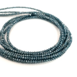 Perline con diamanti blu • Perline sfaccettate Rondelle • Collana con diamanti blu naturali • Perline da 2-2,5 mm • Perline con diamanti blu di qualità AAA+