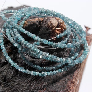 Natural Blue Raw Diamond Beads • Blue Diamond Beads • 8 to 16&#39;&#39; Strand Blue Diamond Uncut Beads • 2-2.5mm Diamond Beads