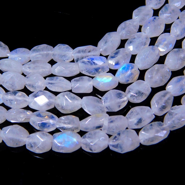 Rainbow Moonstone Flat Faceted Oval Beads, Rainbow Moonstone Beads,Moonstone Faceted Oval Shape Natural Beads,Moonstone briolette Oval beads