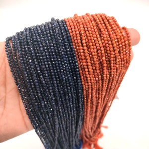 Brown Sunstone Faceted Beads, Blue Sunstone Beads, 2mm-2.5mm, Round Beads, Diamond Cut Beads, Wholesale Bulk Beads