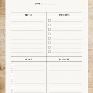 Easy to use daily planner, digital printable download