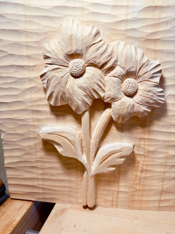 Wood Carving With the Theme of Two Flowers - Etsy