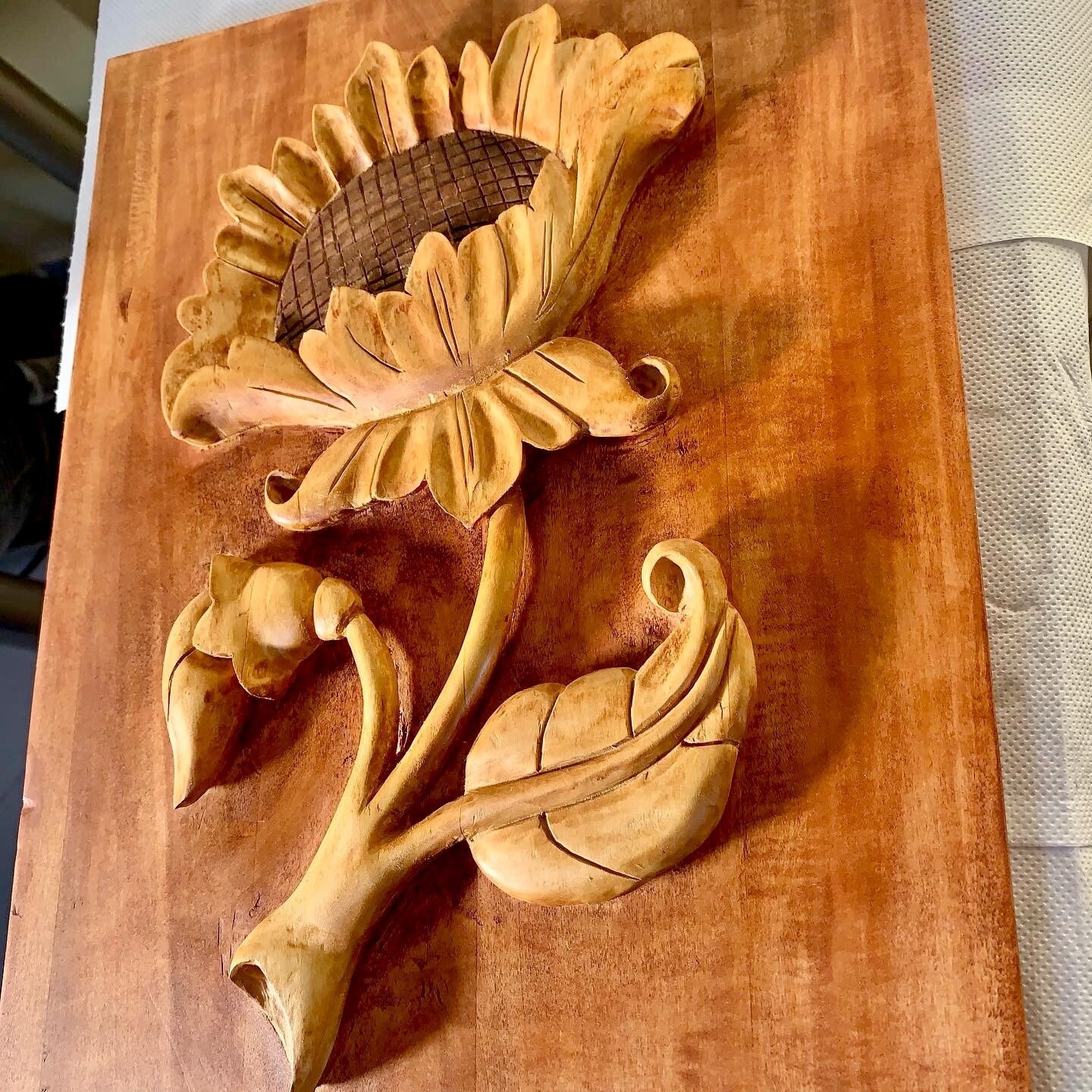 Wood Carving With Sunflower Design - Etsy