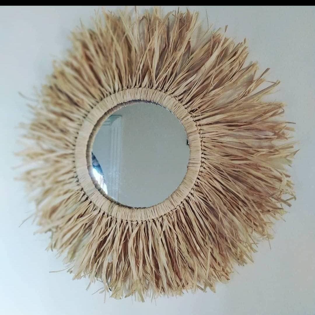 Miroir en Rafia
