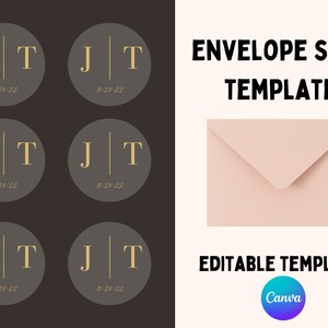 Sceau de lettre de monogramme avec date - Autocollants d'enveloppe de mariage - Sceaux de mariage - Enveloppes de mariage personnalisées