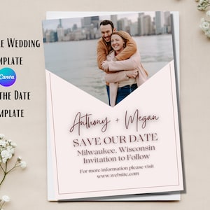 Photo Save the Date Boho - Canva Wedding Template - Save the Date Cards - Wedding Invitations
