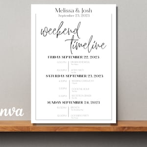 Elegant Wedding Weekend Timeline - Wedding Itinerary - Wedding Schedule - Wedding Timeline Events