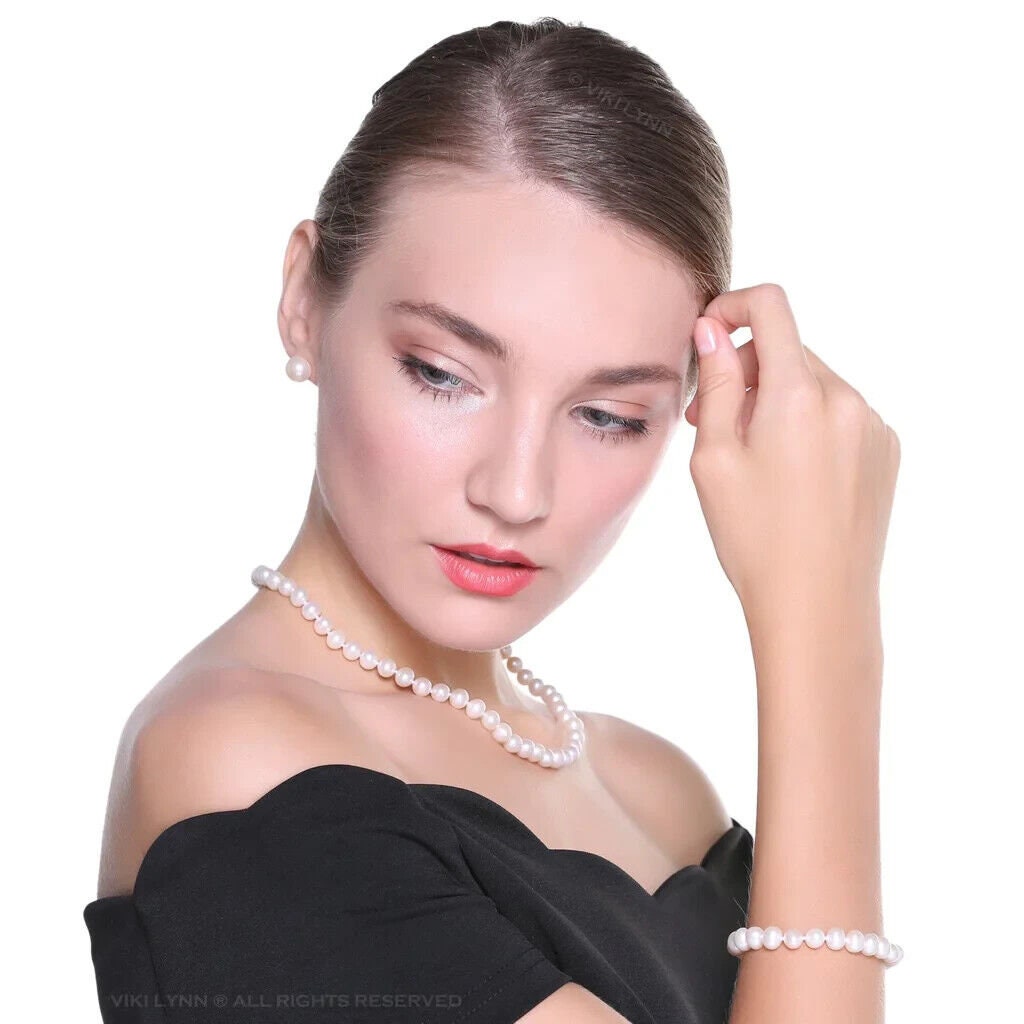 VIKI LYNN Collier de perles de culture d'eau douce Parures de bijoux de  mariage pour femme -  France