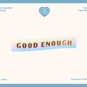 Pastelkleurige en gouden sticker goed genoeg, Leuke anti-perfectionistische sticker voor geestelijke gezondheid met retro coole esthetiek, Mooie sticker voor laptop, telefoon