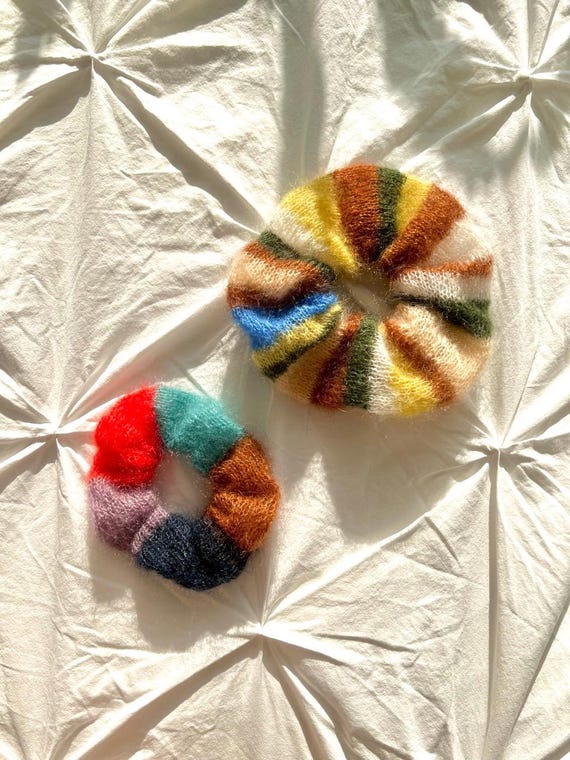 Mohair Scrunchie & Ribbon Knitting Pattern | Scrap Yarn Projects (PDF Download)