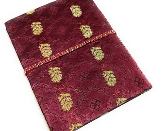 Handmade Sari Fabric Journal: Recycled Paper Notebook