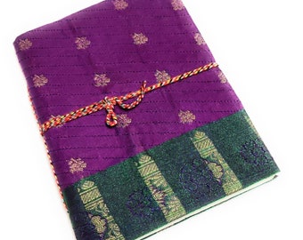 Handmade Sari Fabric Journal: Recycled Paper Notebook