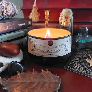Dragon&#39;s Blood Cauldron Candle Halloween Banishing