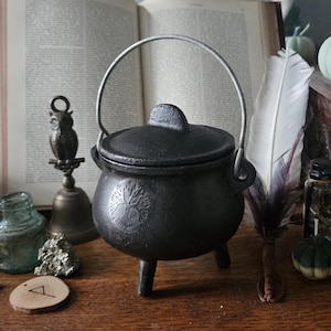 Tree Of Life Cast Iron Cauldron With Carry Handle For Spells, Rituals, Burning Incense, Herbs, Fire Magick