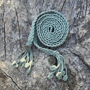 Pagan Wedding Handfasting Cord Sage Leaf With Tree of Life Charms