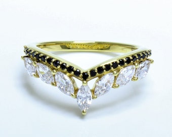 Anillo Art Déco de plata de ley con circonitas marquesinas - Anillo de compromiso para aniversario de bodas